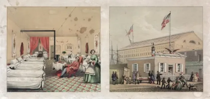 Framed Print : Interior and exterior views of the Union Volunteer Refreshme
