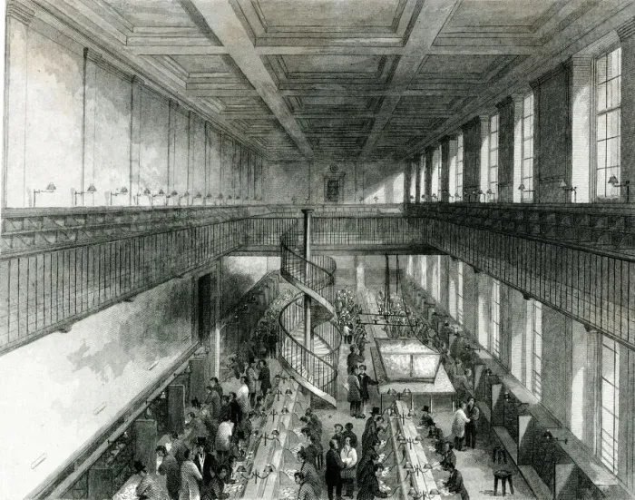 Framed Print : Interior of the General Post Office, London Framed Print : Interior of the General Post Office, London