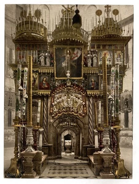 The interior of the Holy Sepulchre, Jerusalem, Holy Land
