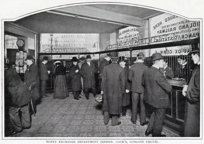 Framed Print : Interior of Messrs. Cook s, Ludgate Circus, London. Date: 1900 Framed Print : Interior of Messrs. Cook s, Ludgate Circus, London. Date: 1900
