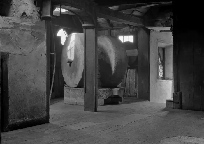Framed Print : Interior of a mill with two millstones Framed Print : Interior of a mill with two millstones
