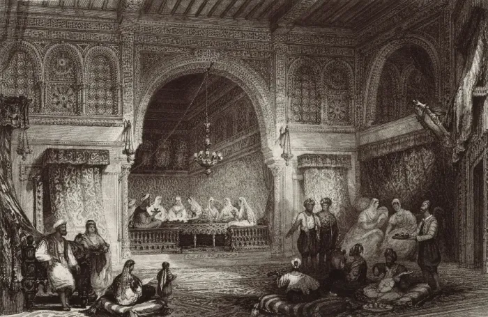 Framed Print : Interior of a Moor Palace. Engraving (19th c. ) Framed Print : Interior of a Moor Palace. Engraving (19th c. )