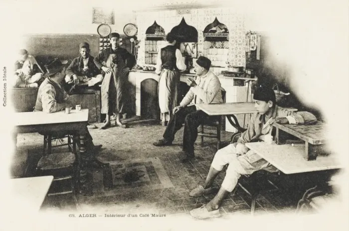 Framed Print : Interior of a Moorish Cafe - Algiers Framed Print : Interior of a Moorish Cafe - Algiers