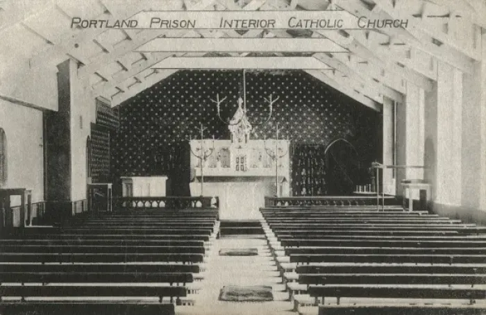 Framed Print : Interior of RC Church, Portland Prison, Dorset Framed Print : Interior of RC Church, Portland Prison, Dorset