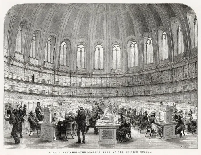 Framed Print : Interior of the Reading Room, British Museum, London. Date: 1875 Framed Print : Interior of the Reading Room, British Museum, London. Date: 1875