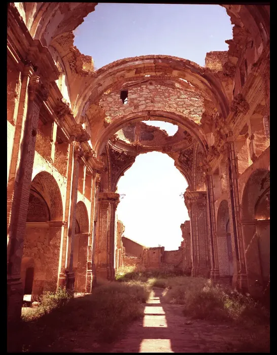Framed Print : Interior ruined bombed church, Belchite, Spain Framed Print : Interior ruined bombed church, Belchite, Spain