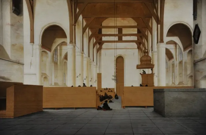 Framed Print : Interior of the Sint-Odulphuskerk in Assendelft, 1649, by Pi