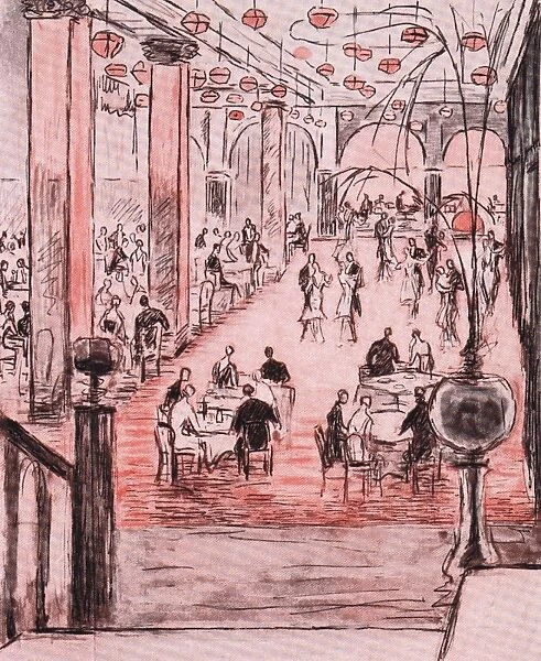 Interior sketch of Blanchards (Murrays Club), London, 1926