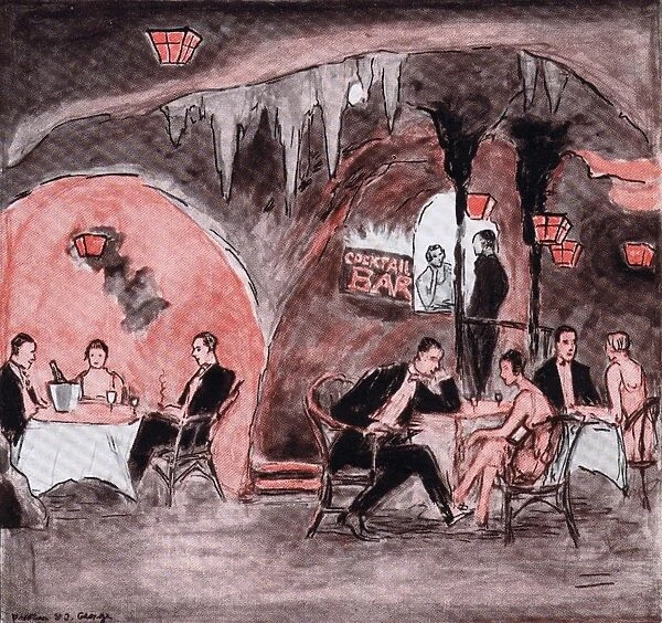 Interior sketch of the Blue Lagoon Club, London, 1926