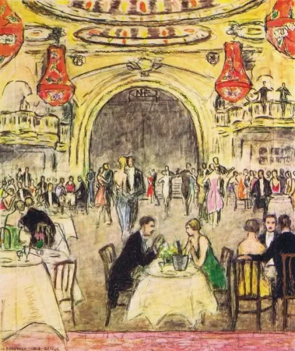 Framed Print : Interior sketch of New Princes Restaurant, London, 1926