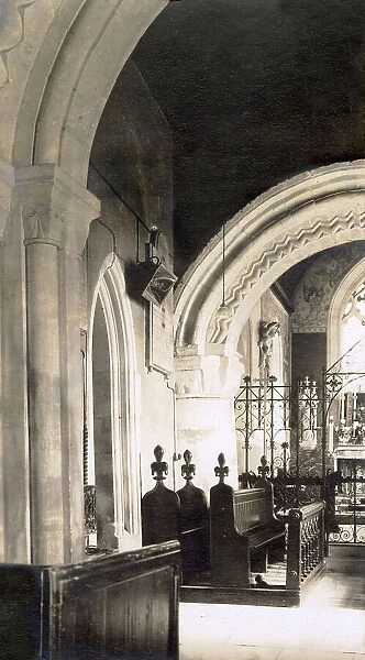 Interior of St George's Church, looking NE, under the tower, in the village of Brockworth, Gloucestershire Date: 1930s