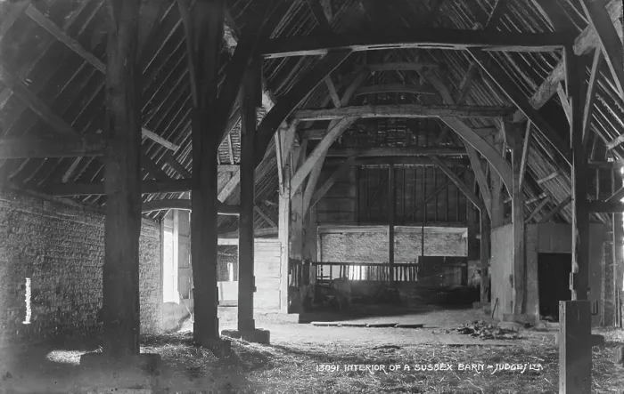 Framed Print : Interior of a Sussex Barn