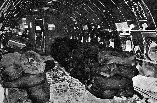 Interior of a Transport Airplane filled with coal, 1948