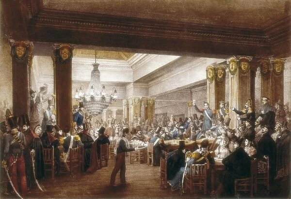Interior view of caf頎uevo. Madrid, s. XIX. Engraving