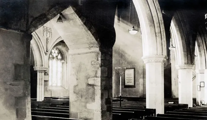 Framed Print : Interior view looking SW, St Edburg's Church, Bicester, Oxfordshire Date: 1930s Framed Print : Interior view looking SW, St Edburg's Church, Bicester, Oxfordshire Date: 1930s