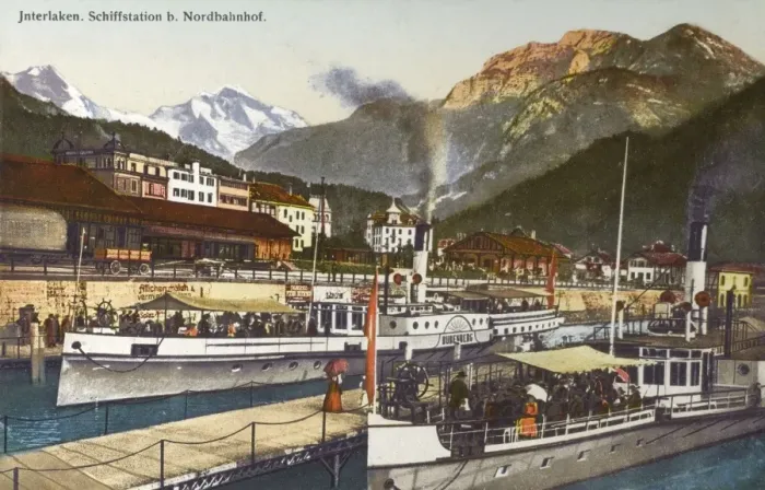 Framed Print : Interlaken - Ferryport and North Railway Station Framed Print : Interlaken - Ferryport and North Railway Station
