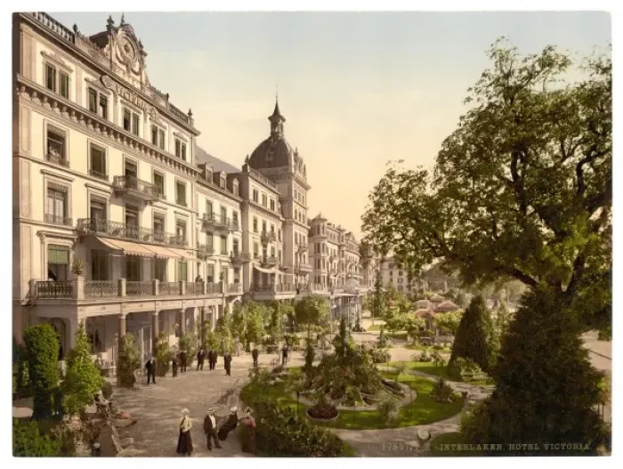 Framed Print : Interlaken, Grand Hotel Victoria, Bernese Oberland, Switzerl Framed Print : Interlaken, Grand Hotel Victoria, Bernese Oberland, Switzerl