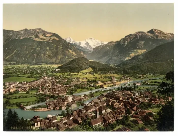 Framed Print : Interlaken, from the Heimwehfluh, towards the Harder, Bernes Framed Print : Interlaken, from the Heimwehfluh, towards the Harder, Bernes