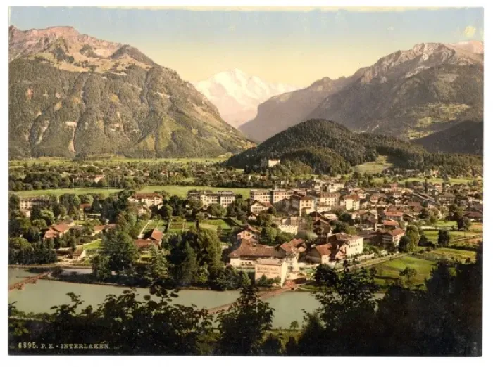 Framed Print : Interlaken, and the Jungfrau, general view, Bernese Oberland Framed Print : Interlaken, and the Jungfrau, general view, Bernese Oberland