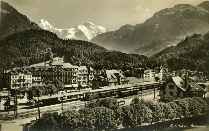 Framed Print : Interlaken and railway station, Bern, Switzerland Framed Print : Interlaken and railway station, Bern, Switzerland