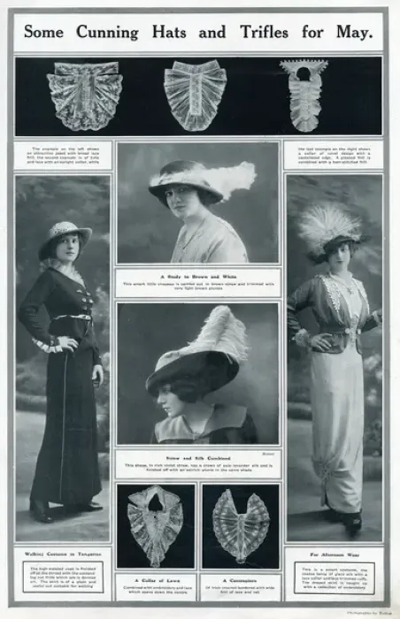 Framed Print : Intricate laced jabot for May 1913 Framed Print : Intricate laced jabot for May 1913