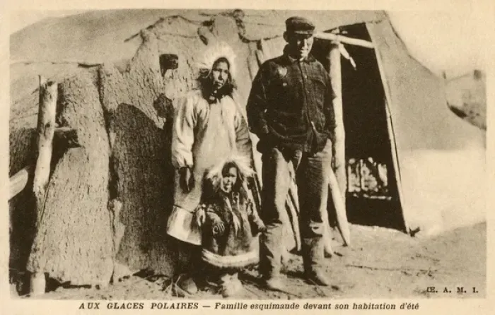 Framed Print : Inuit - Family by their Summer Residence Framed Print : Inuit - Family by their Summer Residence