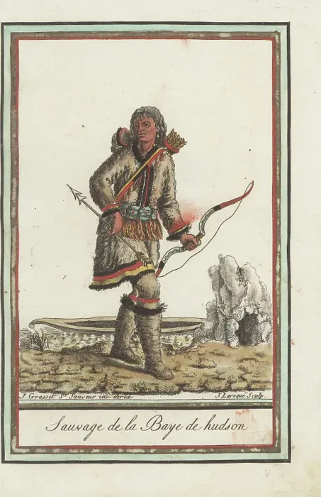 Framed Print : Inuit man of Hudson Bay with canoe Framed Print : Inuit man of Hudson Bay with canoe