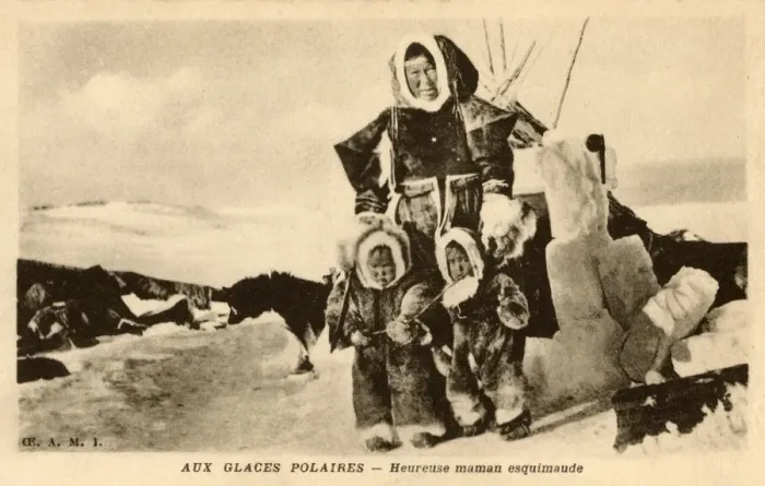 Framed Print : Inuit - Mother and Children on the Polar Ice by their tent Framed Print : Inuit - Mother and Children on the Polar Ice by their tent
