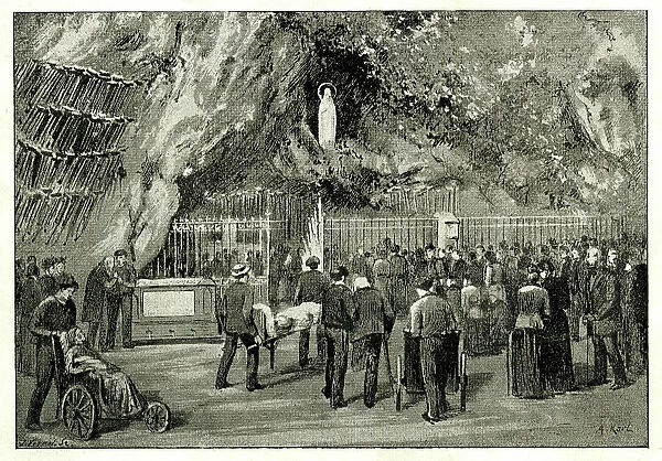 Invalids at the Grotto of the Apparition, Lourdes, France