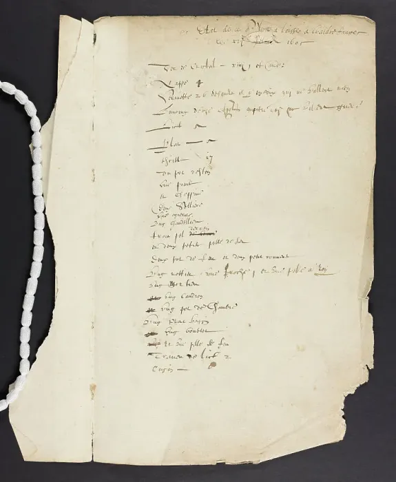 Framed Print : Inventory. Sheet of paper, possibly the endpaper Framed Print : Inventory. Sheet of paper, possibly the endpaper