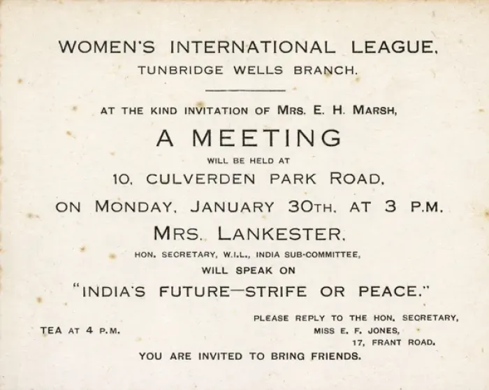 Framed Print : Invitation card, Womens International League Framed Print : Invitation card, Womens International League