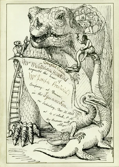 Framed Print : Invitation to the Dinner in the Iguanodon, Crystal Palace Framed Print : Invitation to the Dinner in the Iguanodon, Crystal Palace