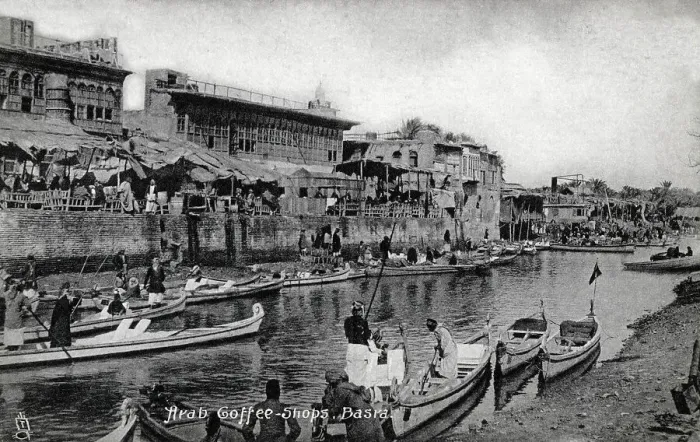 Framed Print : Iraq - Creek-side Arab Coffee Shops, Basra