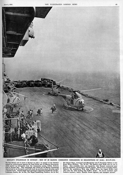 Iraq-Kuwait tensions 1961 - helicopters leaving HMS Bulwark