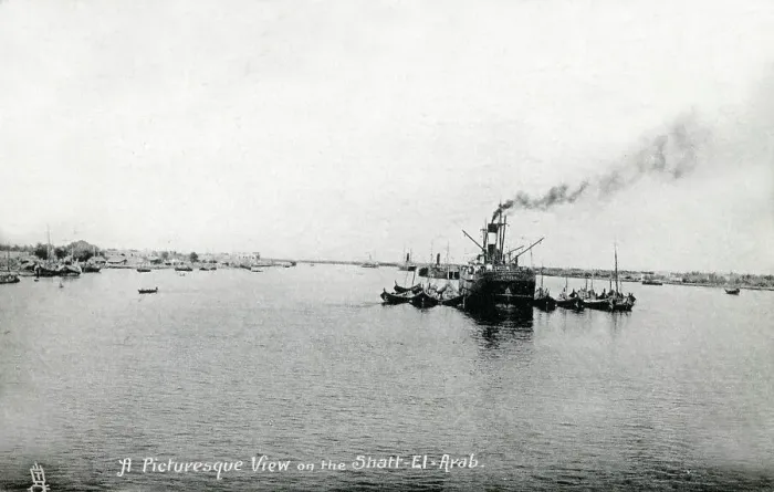 Framed Print : Iraq - A large Steamship on the Shatt al Arab river Framed Print : Iraq - A large Steamship on the Shatt al Arab river