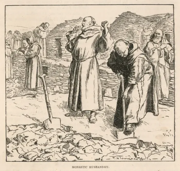 Framed Print : Irish Monks Working Framed Print : Irish Monks Working