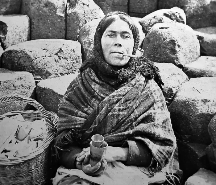 Framed Print : Irish woman, Giant's Causeway, Ireland - Victorian period Framed Print : Irish woman, Giant's Causeway, Ireland - Victorian period