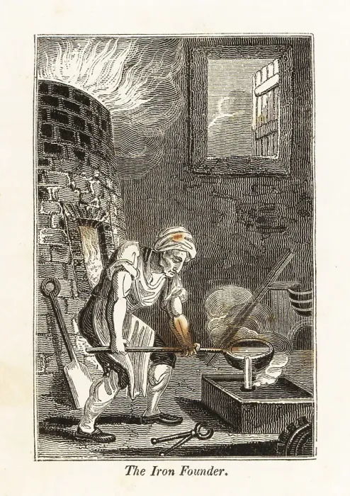 Framed Print : Iron founder pouring molten metal in an ironworks Framed Print : Iron founder pouring molten metal in an ironworks