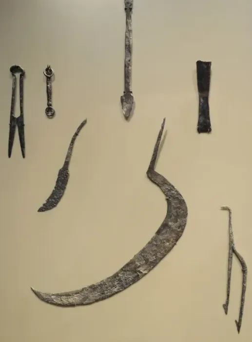 Framed Print : Iron tools. 11th-12th centuries Framed Print : Iron tools. 11th-12th centuries