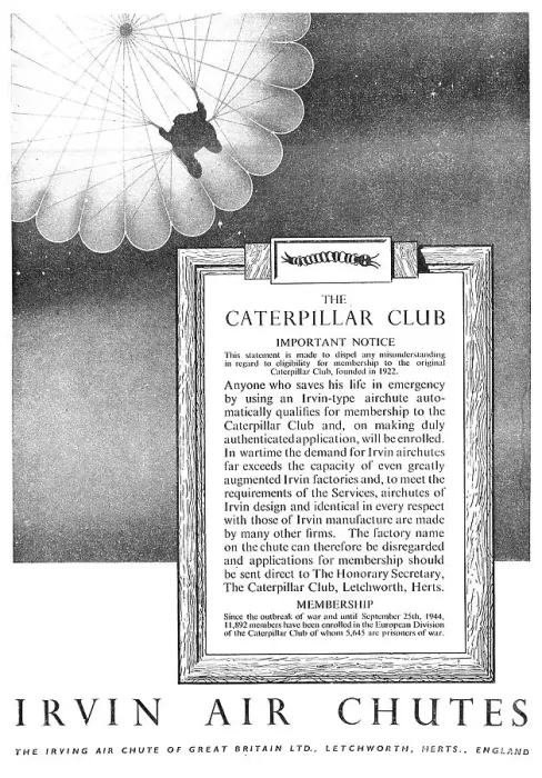 Framed Print : Irvin Air Chutes - Caterpillar Club Framed Print : Irvin Air Chutes - Caterpillar Club