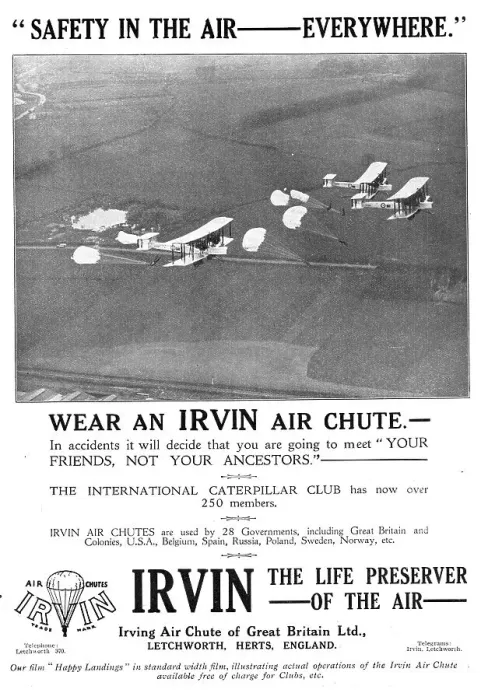 Framed Print : Irvin Parachutes 1930 Advert Framed Print : Irvin Parachutes 1930 Advert