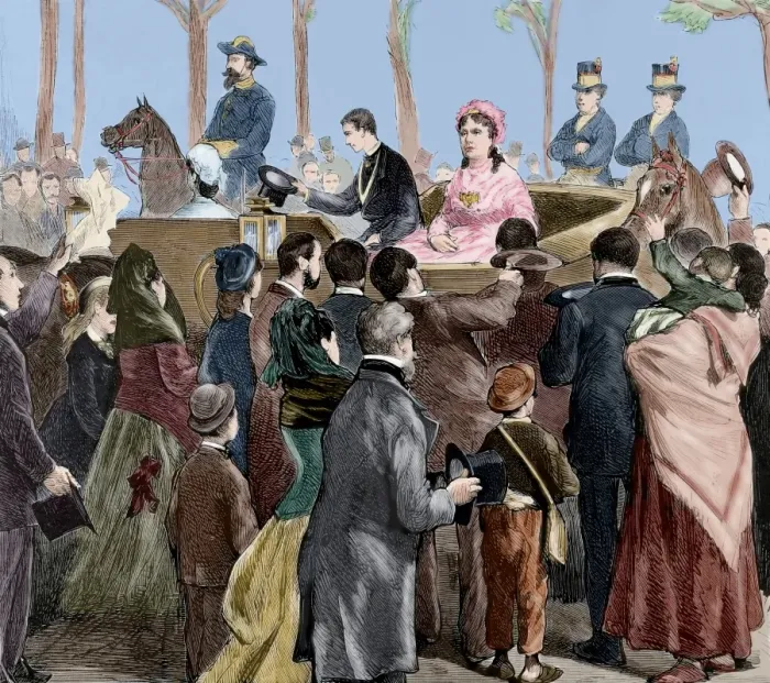 Framed Print : Isabella II of Spain (1830-1904) arriving to Madrid, 1876. E Framed Print : Isabella II of Spain (1830-1904) arriving to Madrid, 1876. E