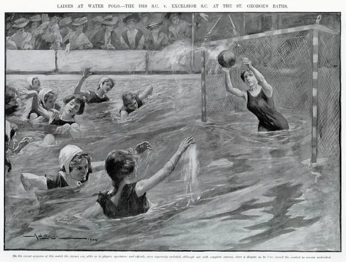 Framed Print : Isis S.C vs Excelsior S.C at the St. George's Baths. Date: 1904 Framed Print : Isis S.C vs Excelsior S.C at the St. George's Baths. Date: 1904