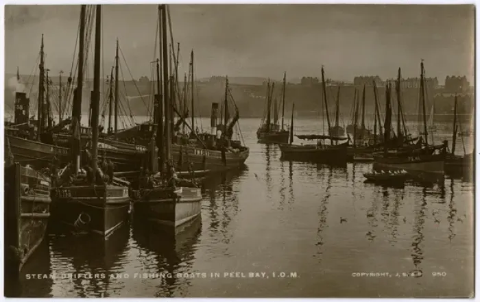 Framed Print : Isle of Man - Peel Bay - Steam Drifters and Fishing boats Framed Print : Isle of Man - Peel Bay - Steam Drifters and Fishing boats