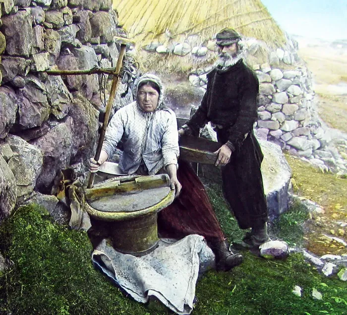 Framed Print : Isle of Skye - grinding corn - Victorian period Framed Print : Isle of Skye - grinding corn - Victorian period