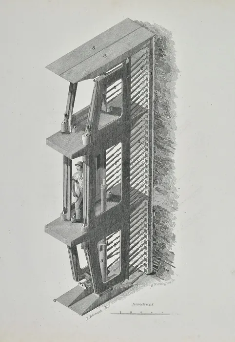 Framed Print : Isometrical view of Marc Brunel's patent shield