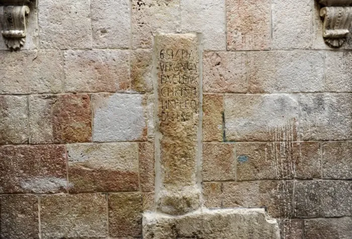 Framed Print : Israel. Jerusalem. Via Dolorosa. Inscription that marks Framed Print : Israel. Jerusalem. Via Dolorosa. Inscription that marks