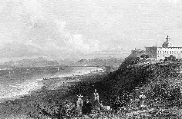 Israel Mount Carmel. The convent on Mount Carmel, looking towards Haifa. Date: circa 1835
