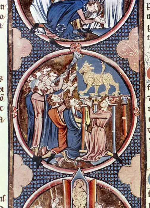 Framed Print : The Israelites during Moses absence adoring the idol of Go Framed Print : The Israelites during Moses absence adoring the idol of Go