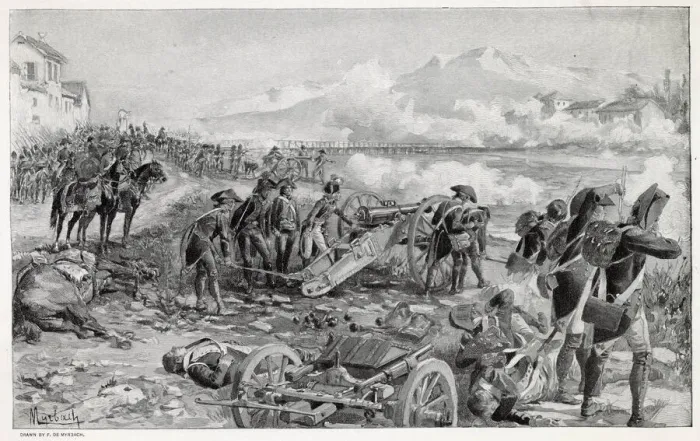 Framed Print : ITALIAN CAMPAIGN At the battle of LODI, Napoleon personally aims a cannon Date Framed Print : ITALIAN CAMPAIGN At the battle of LODI, Napoleon personally aims a cannon Date